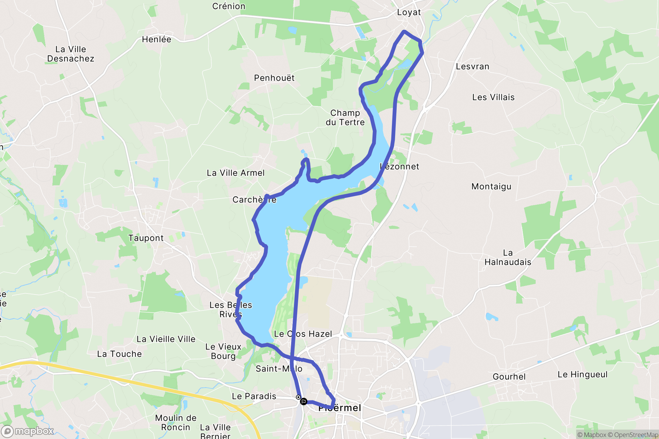 Ploërmel : carte du parcours de randonnée - France
