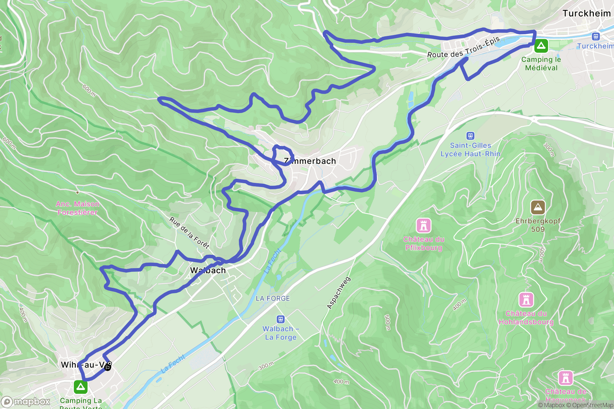 Wihr-au-Val : carte du parcours de randonnée - France