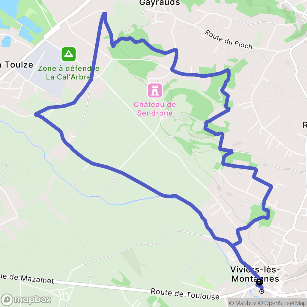 Viviers-lès-Montagnes : carte du parcours de randonnée - France