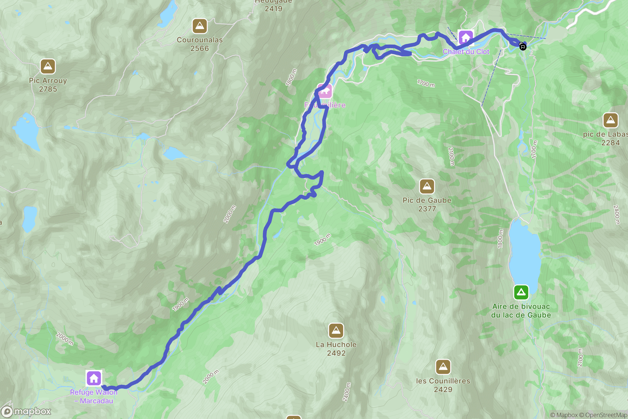 Cauterets : carte du parcours de randonnée - France