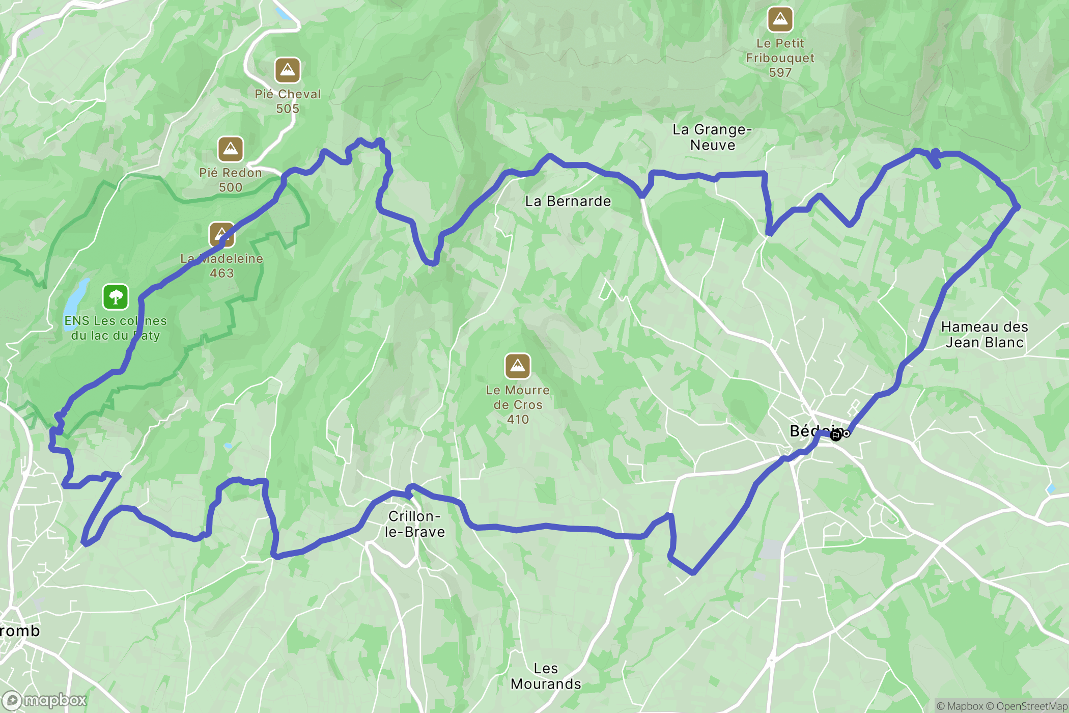 Bédoin : carte du parcours de randonnée - France