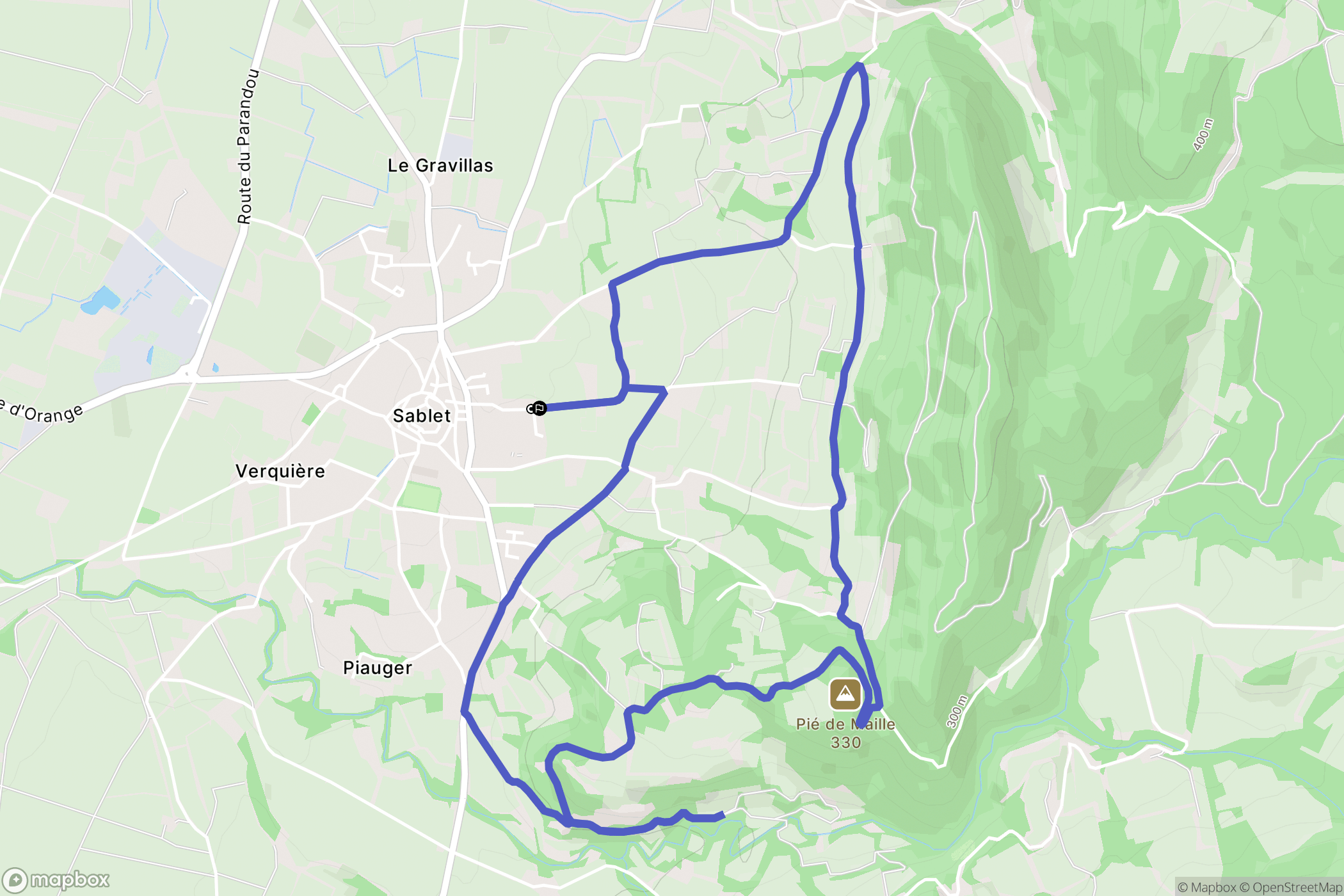 Sablet : carte du parcours de randonnée - France