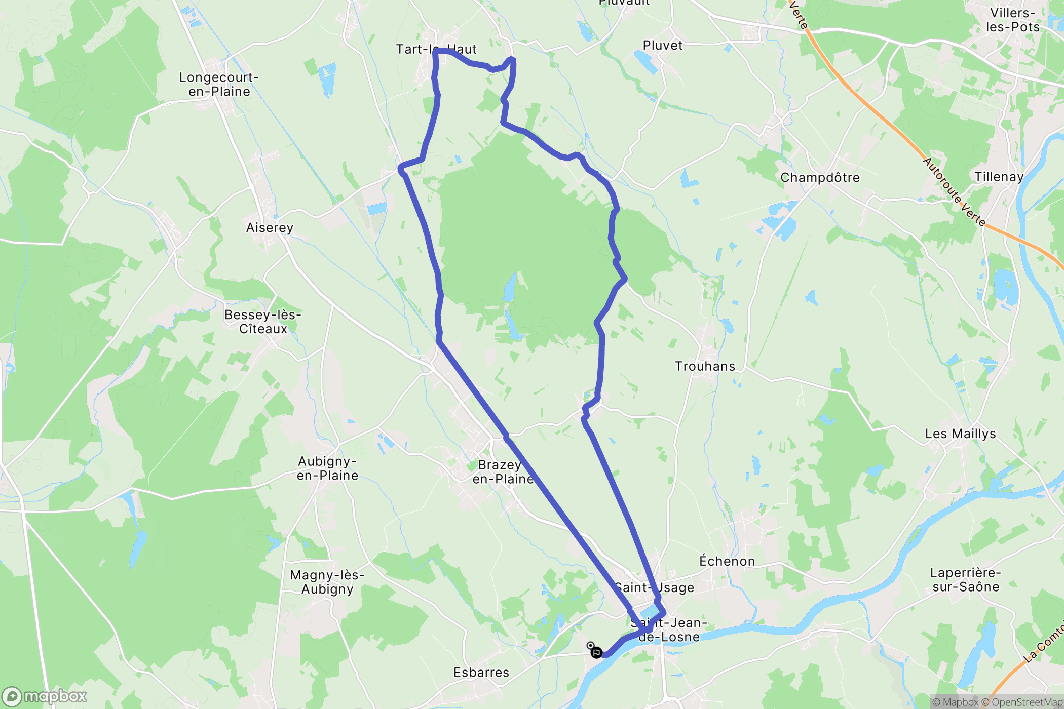 Saint-Usage : carte du parcours de randonnée - France