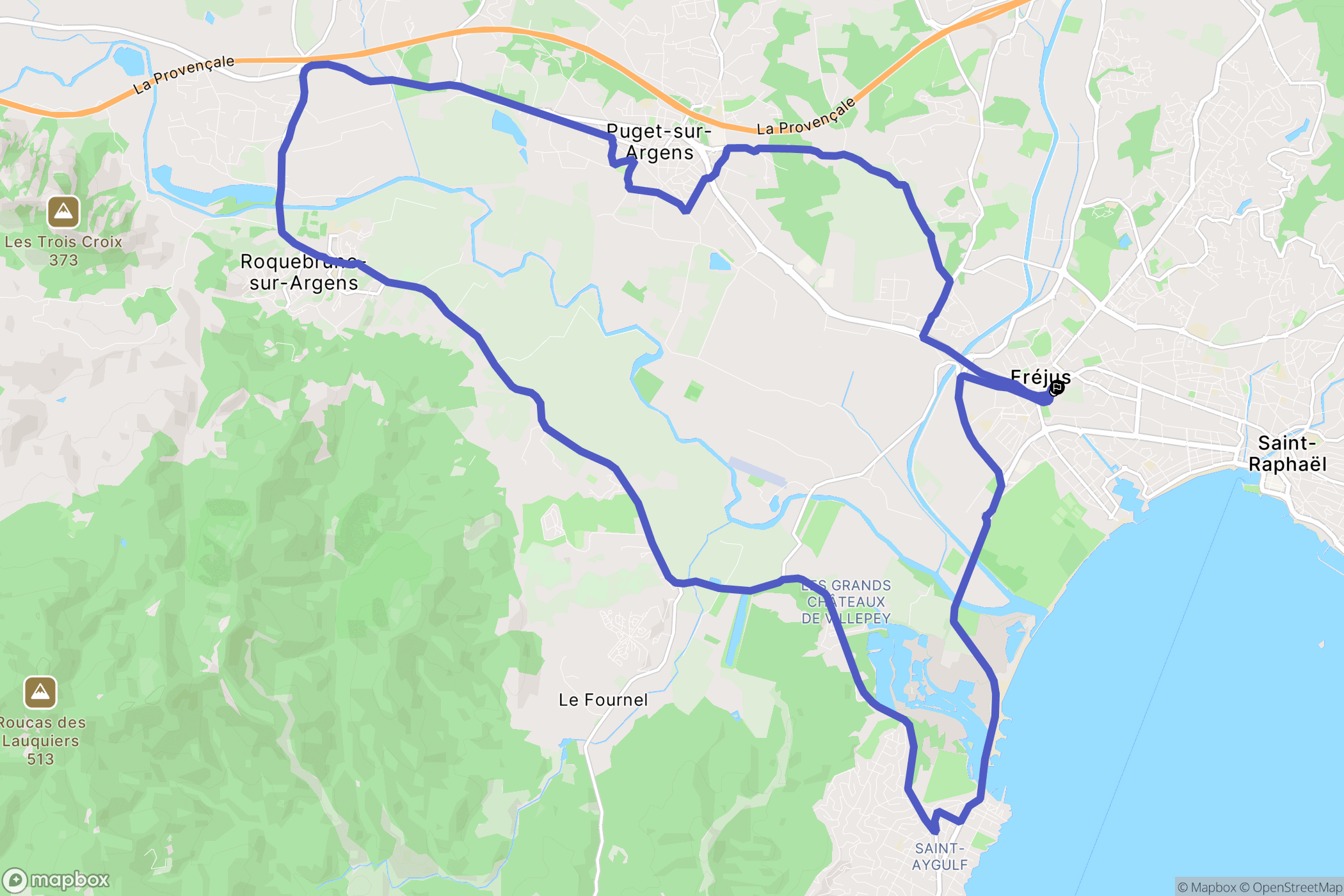 Puget-sur-Argens : carte du parcours de randonnée - France