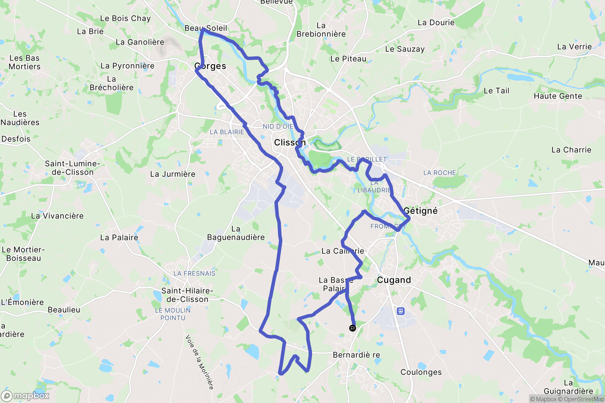 La Bernardière : carte du parcours de randonnée - France