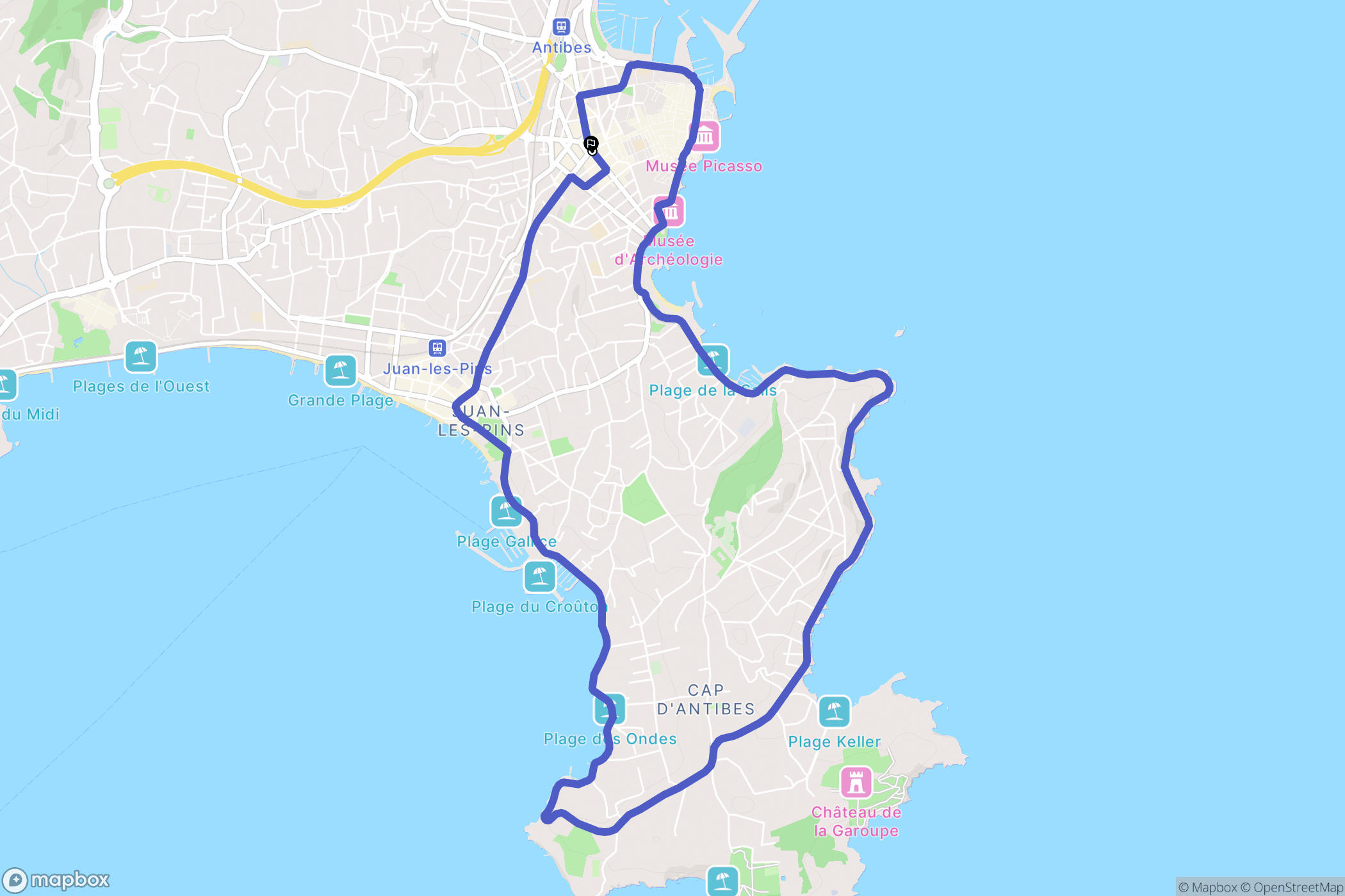 Antibes : carte du parcours de randonnée - France