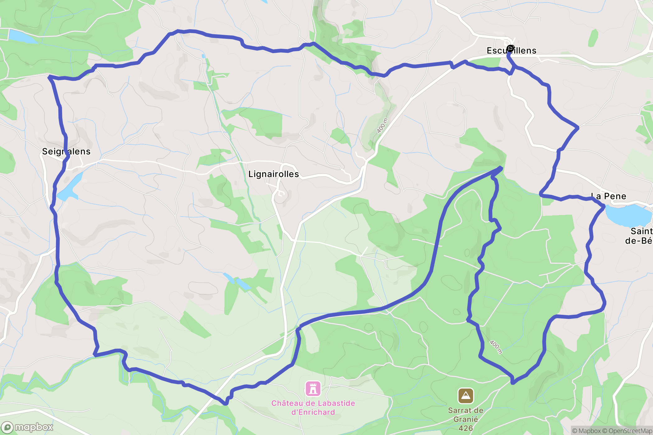 Escueillens-et-Saint-Just-de-Bélengard : carte du parcours de randonnée - France