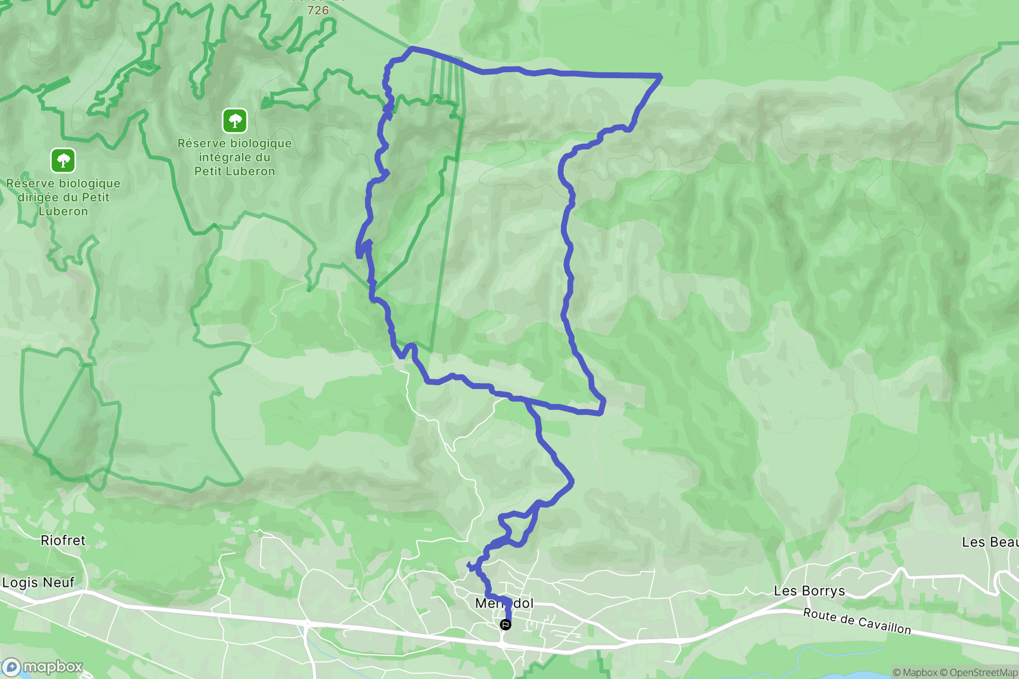 Mérindol : carte du parcours de randonnée - France