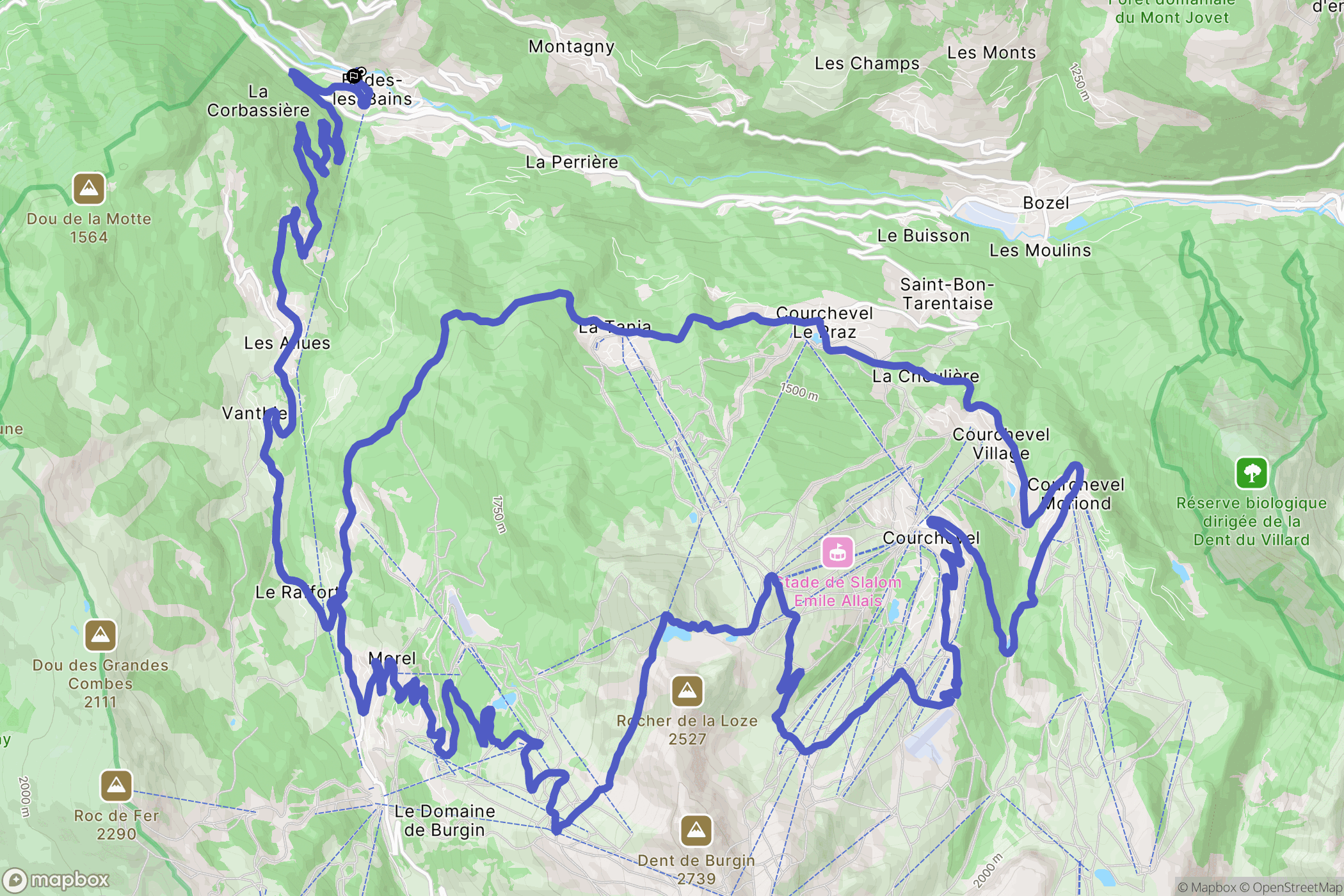 Brides-les-Bains : carte du parcours de randonnée - France