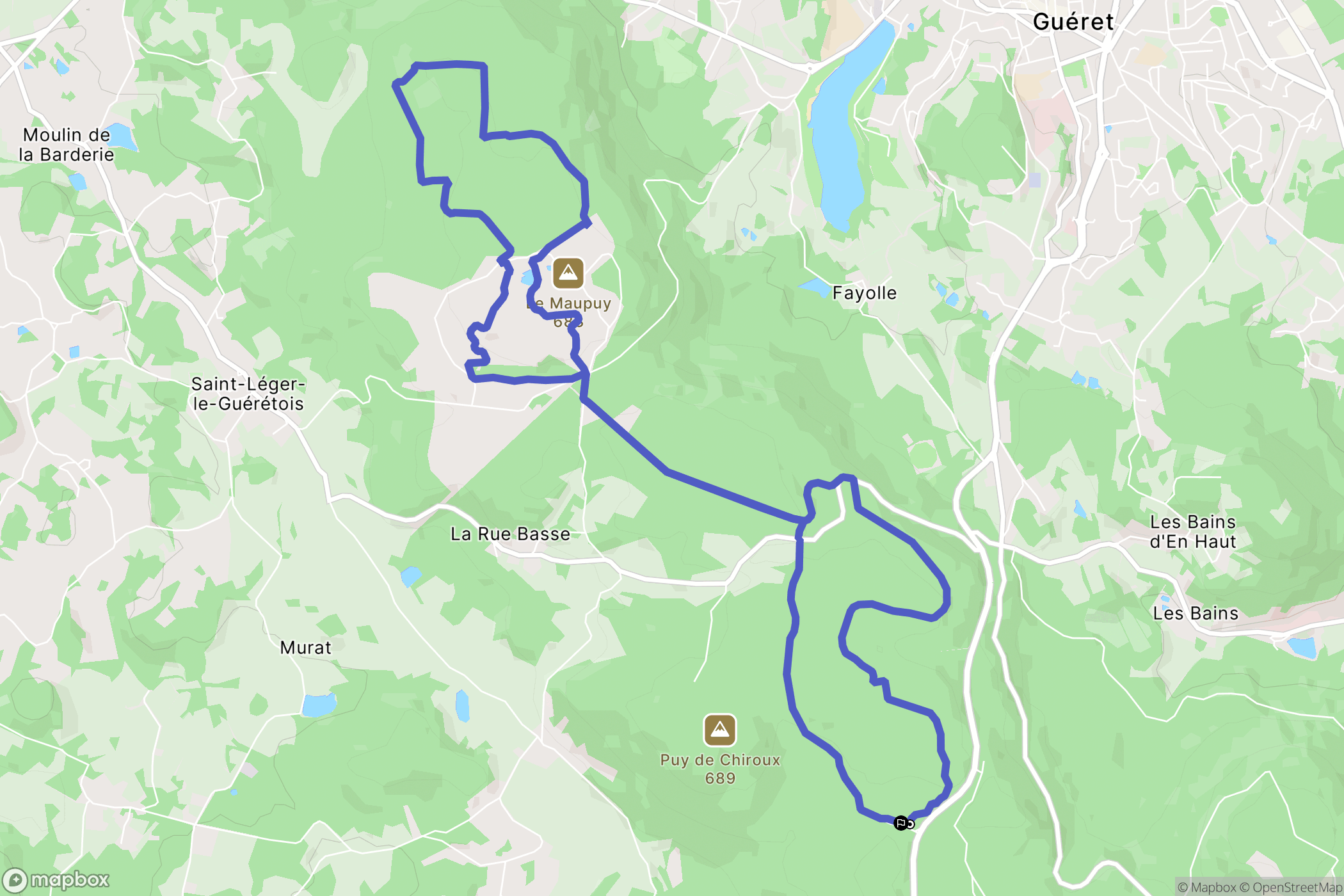 Guéret : carte du parcours de randonnée - France