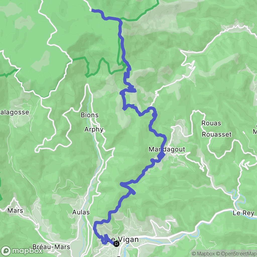 Le Vigan : carte du parcours de randonnée - France