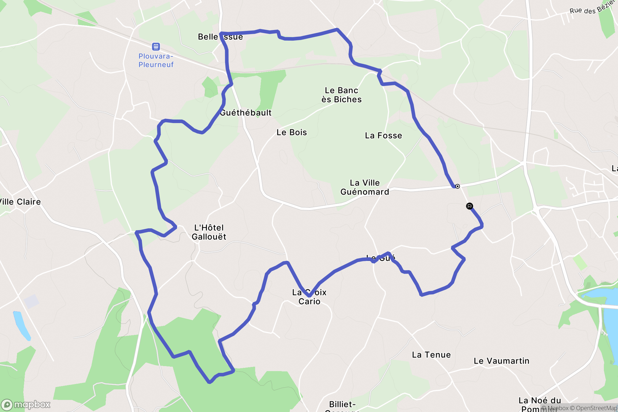 La Méaugon : carte du parcours de randonnée - France