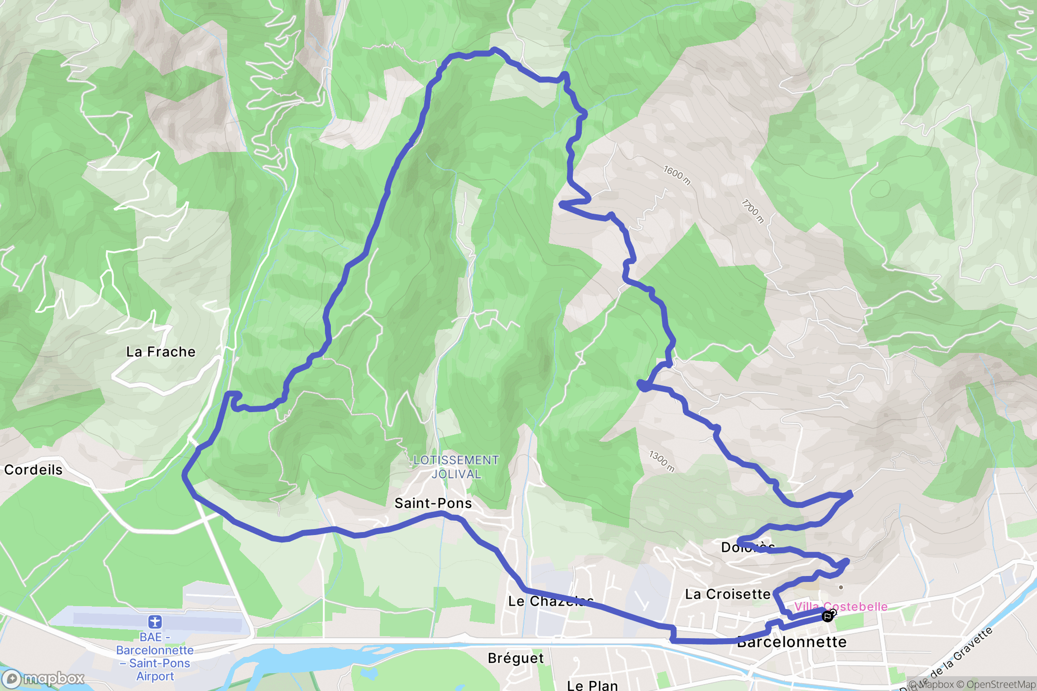 Barcelonnette : carte du parcours de randonnée - France
