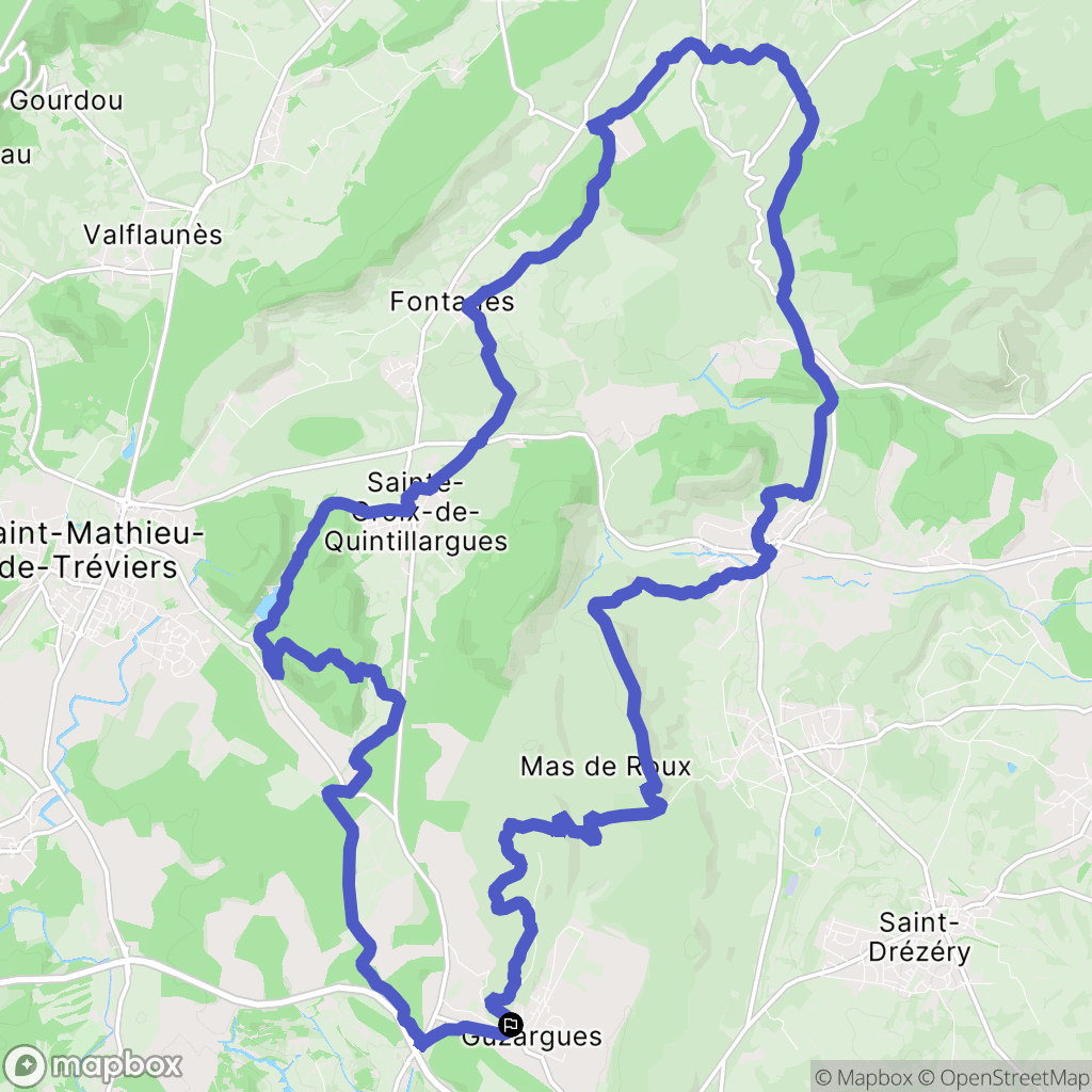 Guzargues : carte du parcours de randonnée - France