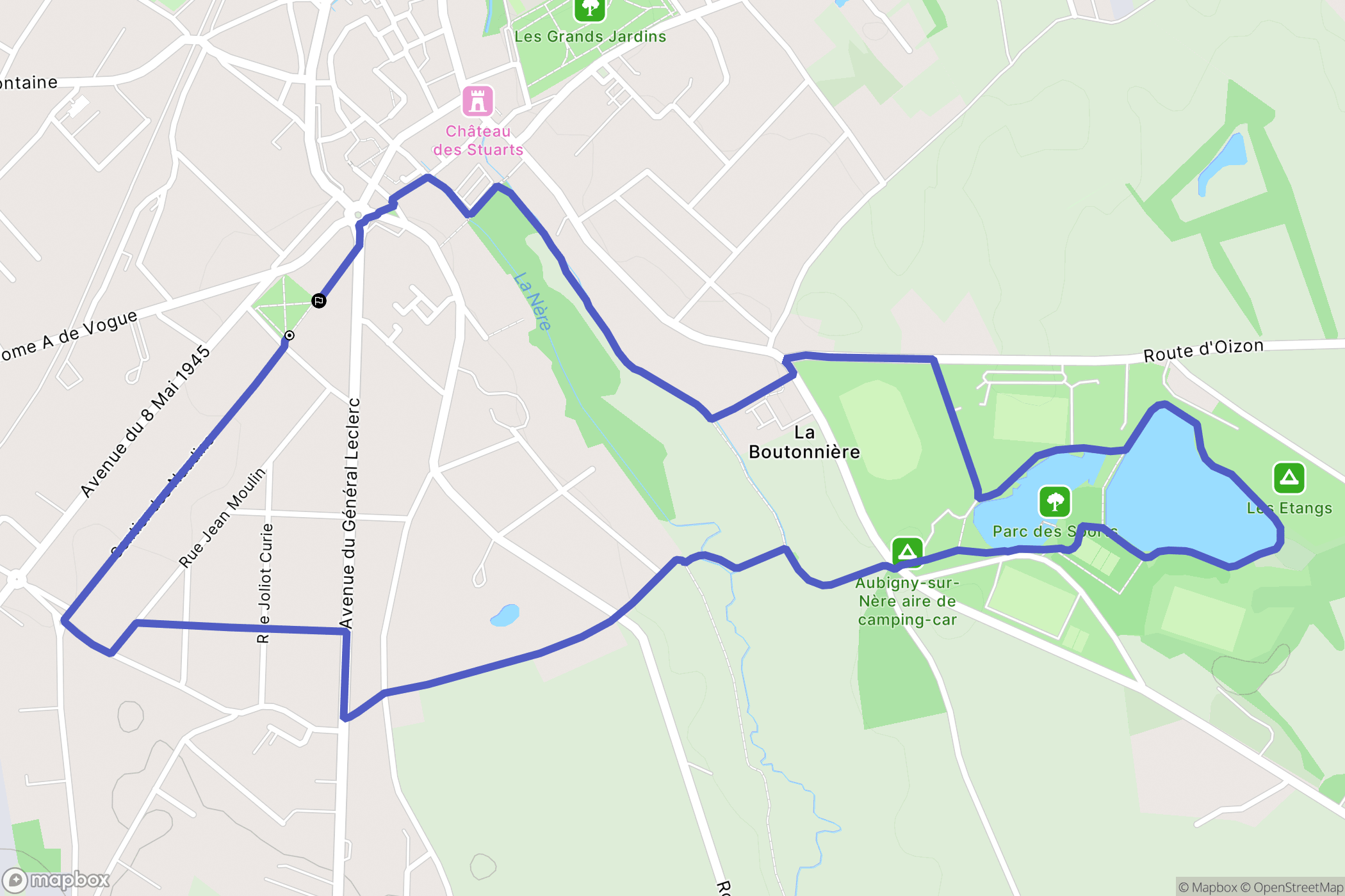 Aubigny-sur-Nère : carte du parcours de randonnée - France