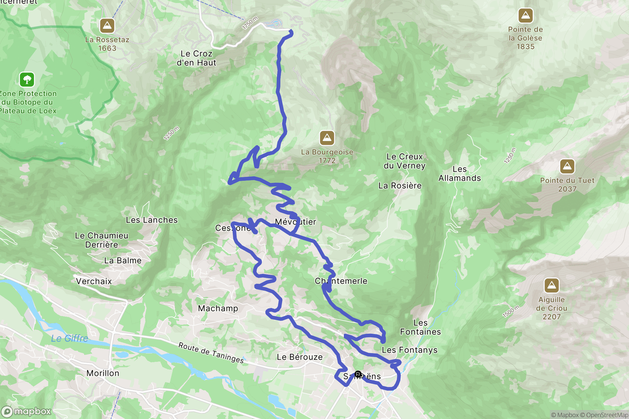 Samoëns : carte du parcours de randonnée - France