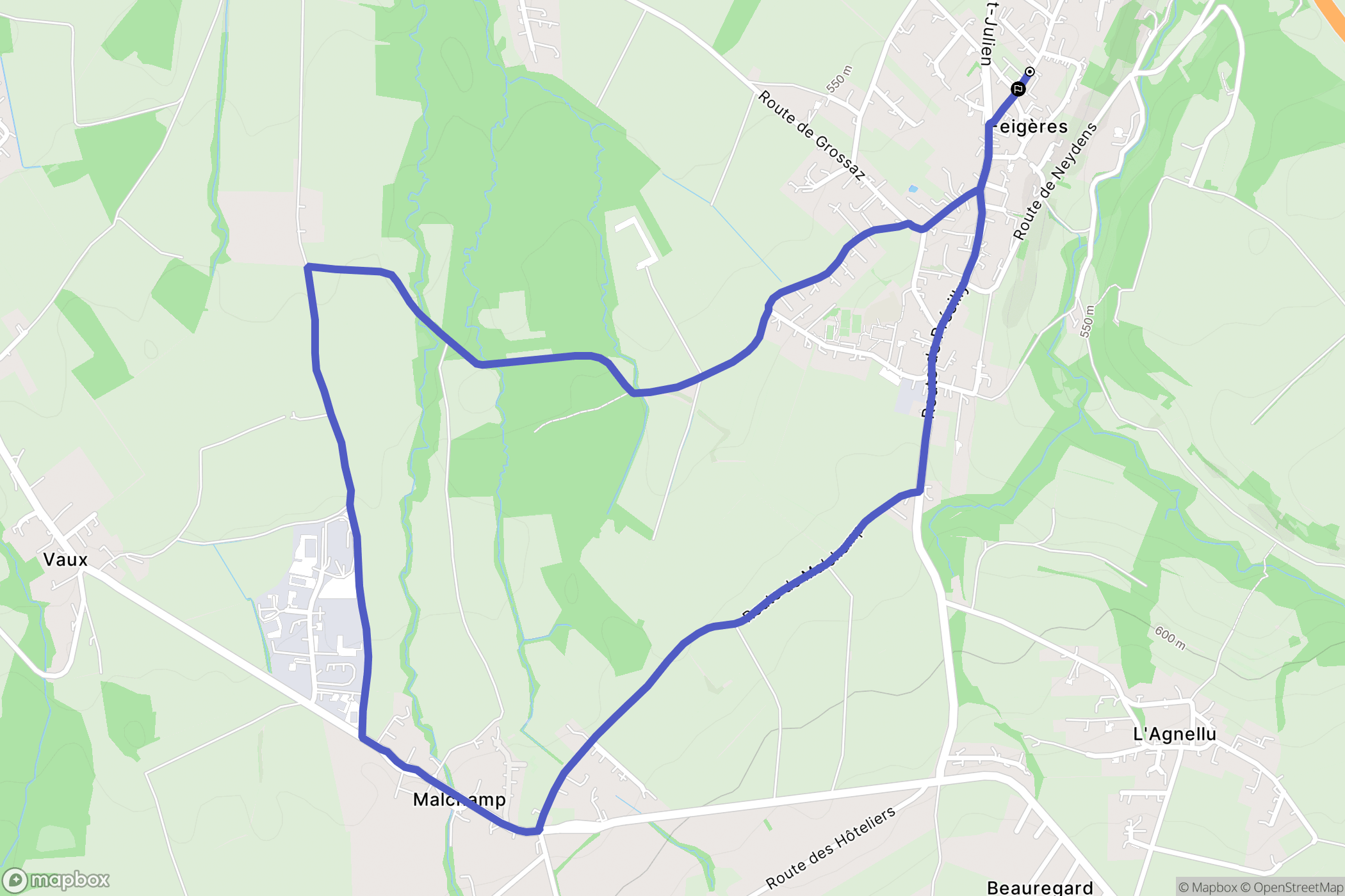 Feigères : carte du parcours de randonnée - France
