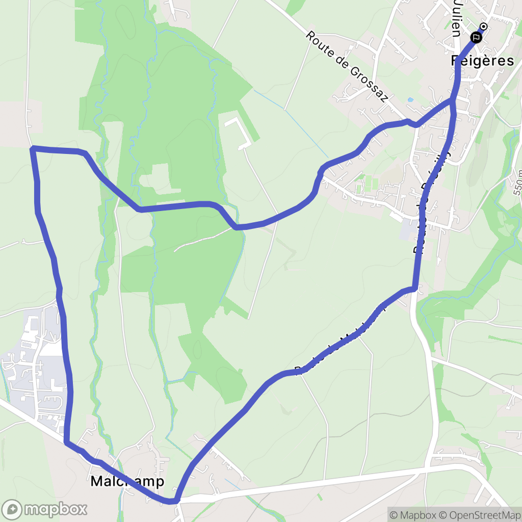 Feigères : carte du parcours de randonnée - France