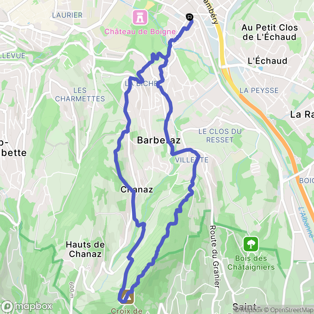 Barberaz : carte du parcours de randonnée - France