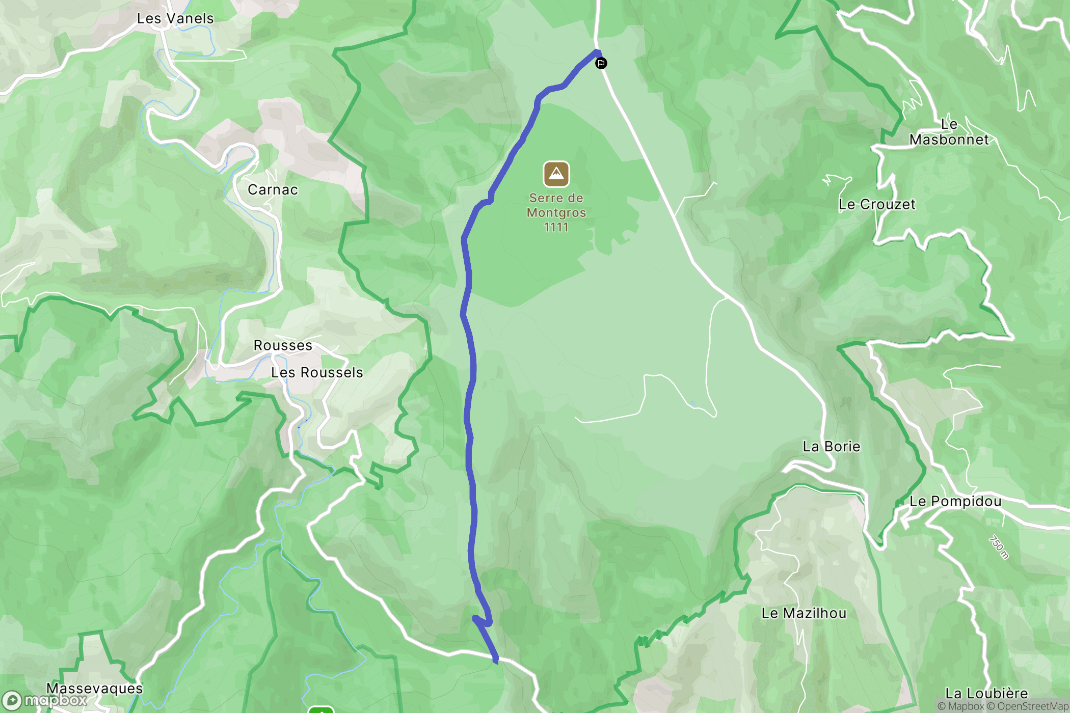 Le Pompidou : carte du parcours de randonnée - France