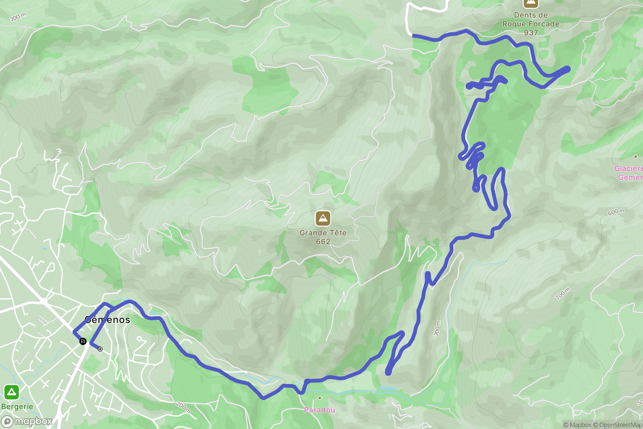 Gémenos : carte du parcours de randonnée - France