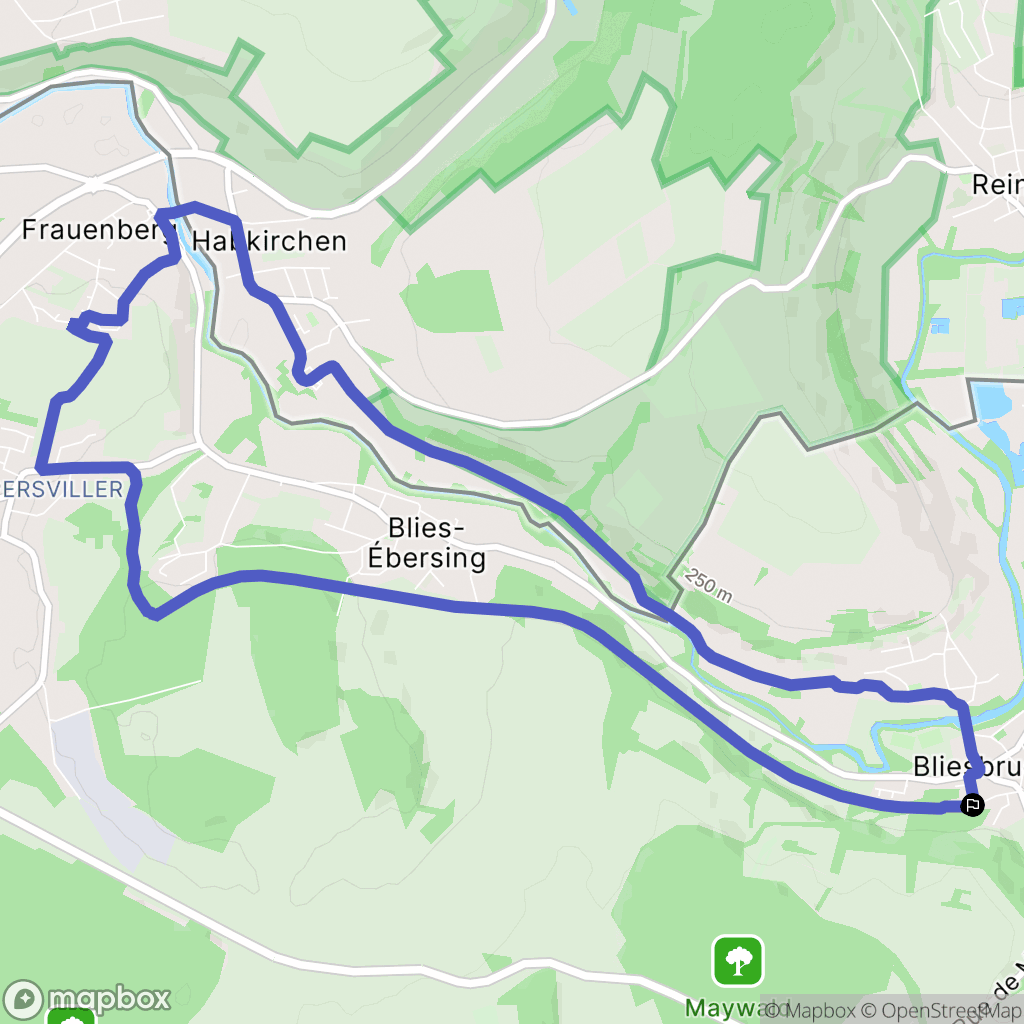 Bliesbruck : carte du parcours de randonnée - France
