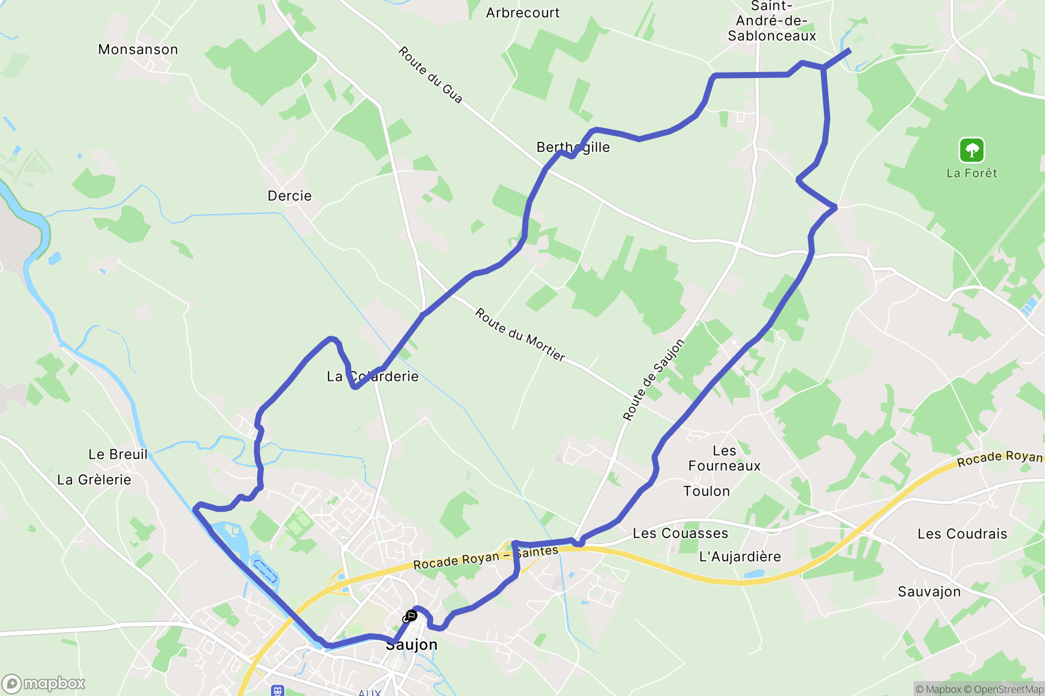 Saujon : carte du parcours de randonnée - France