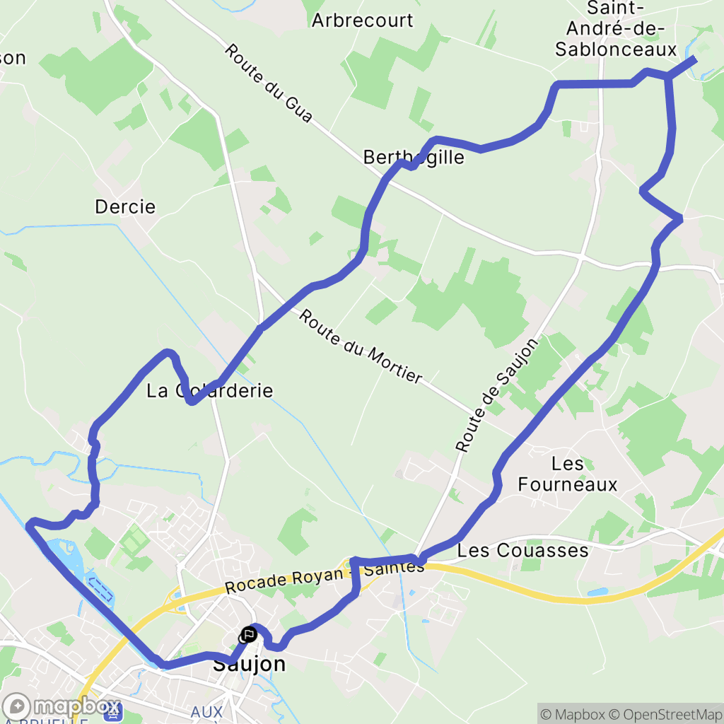 Saujon : carte du parcours de randonnée - France
