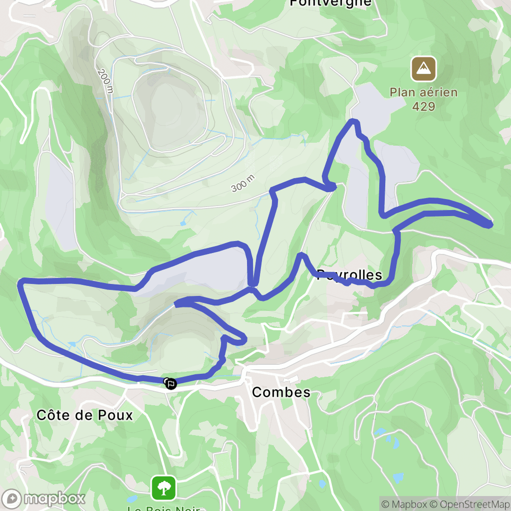 Aubin : carte du parcours de randonnée - France