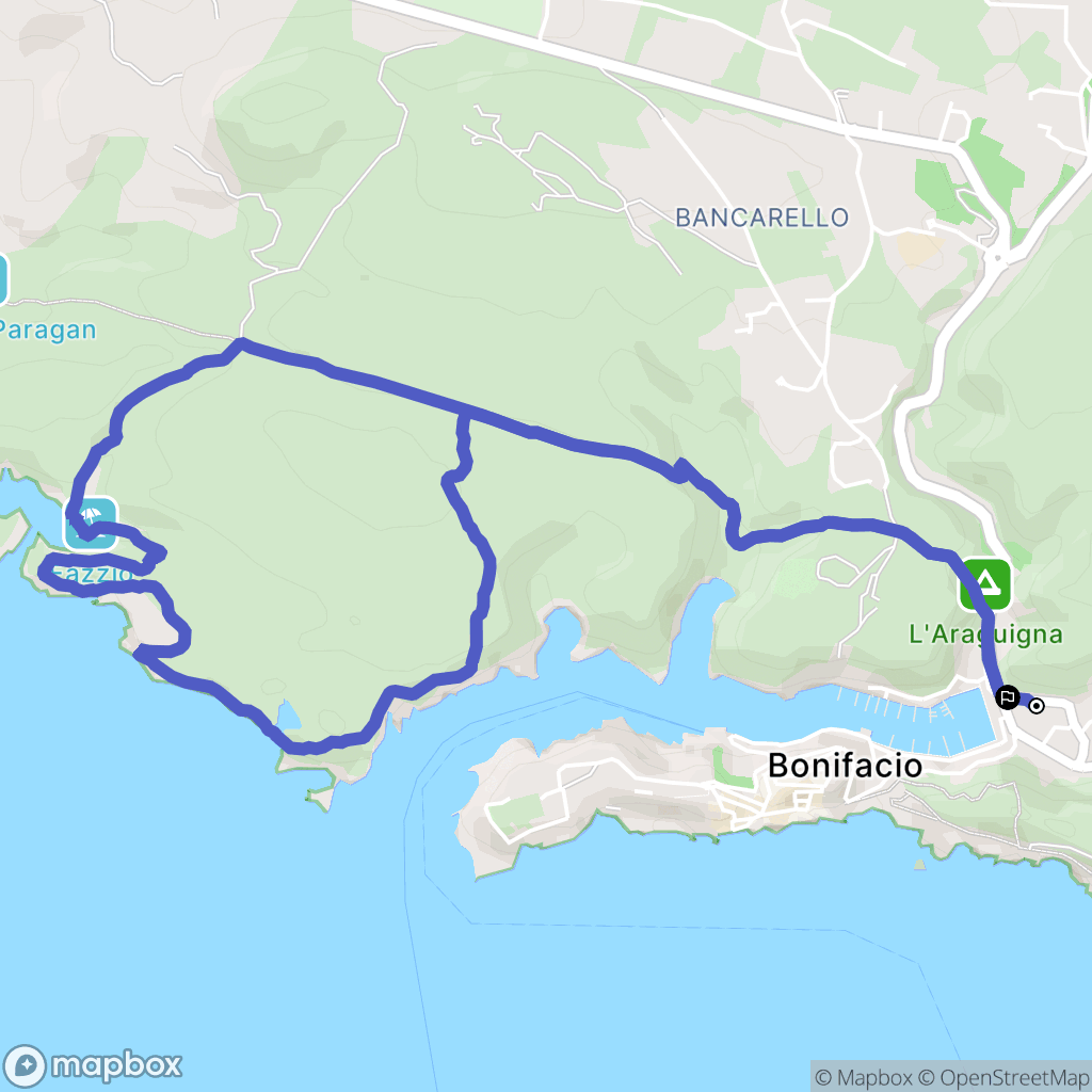 Bonifacio : carte du parcours de randonnée - France