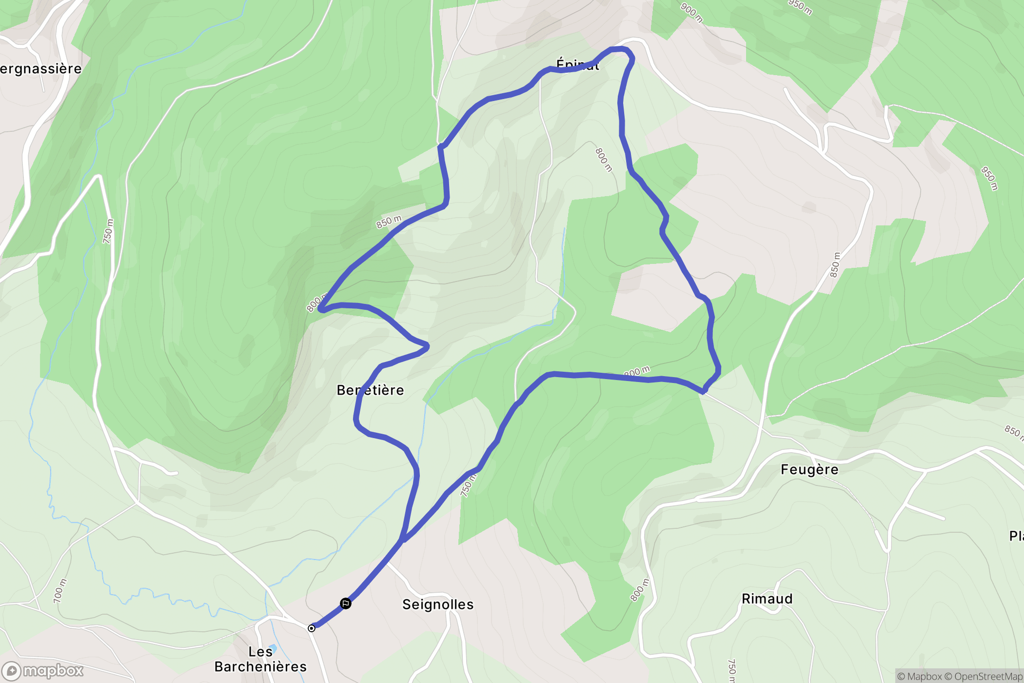 La Tuilière : carte du parcours de randonnée - France
