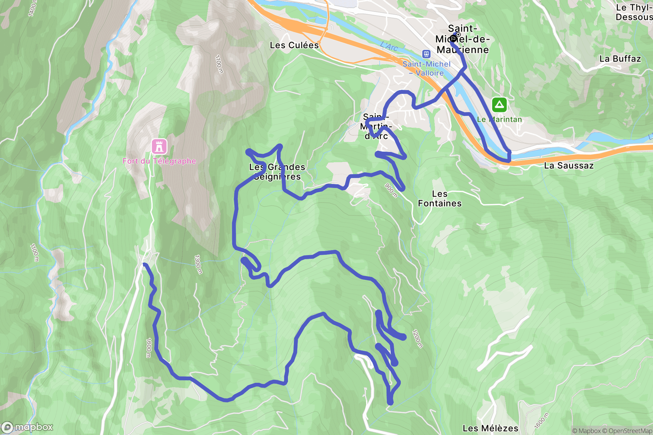 Saint-Michel-de-Maurienne : carte du parcours de randonnée - France