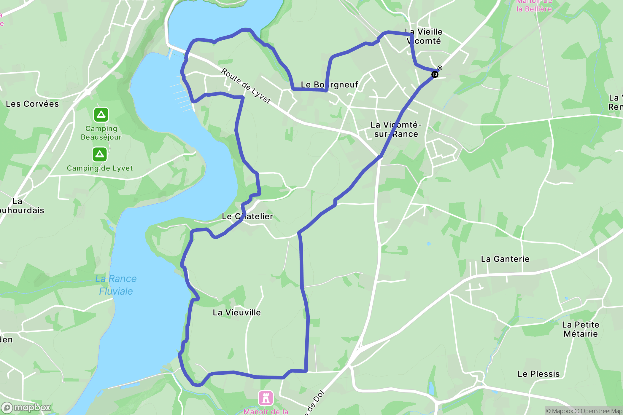La Vicomté-sur-Rance : carte du parcours de randonnée - France