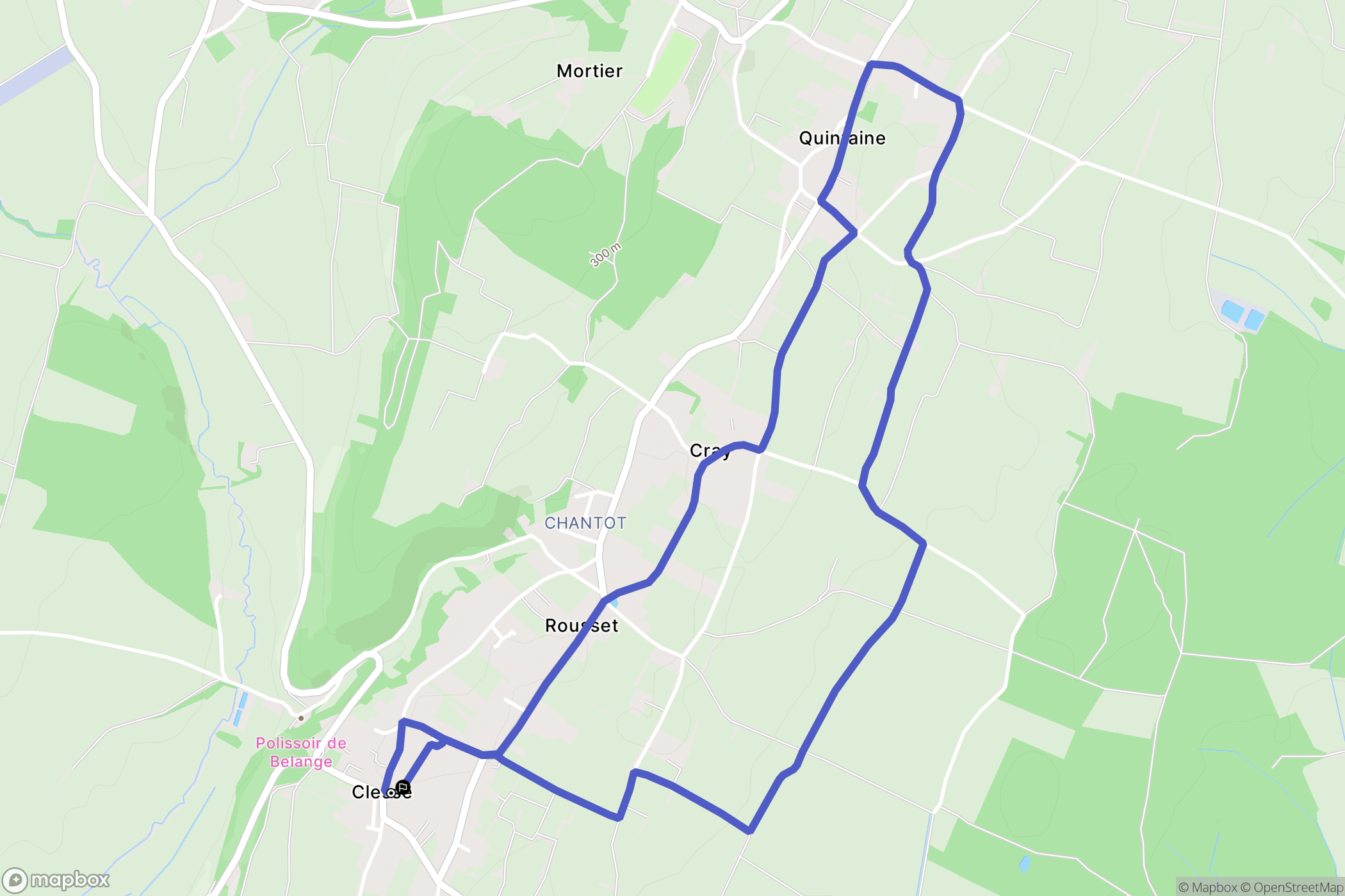 Clessé : carte du parcours de randonnée - France