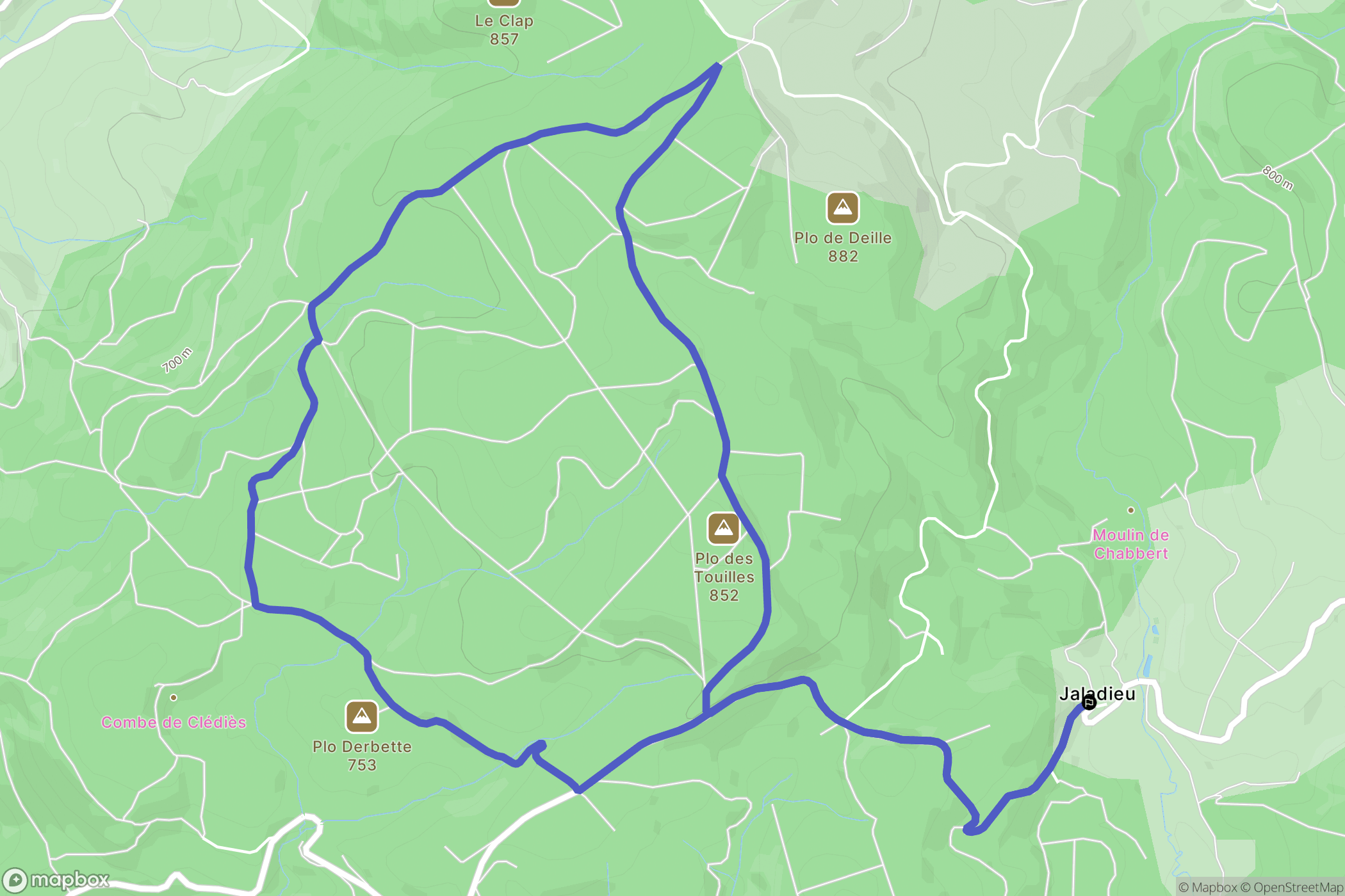Fontrieu : carte du parcours de randonnée - France