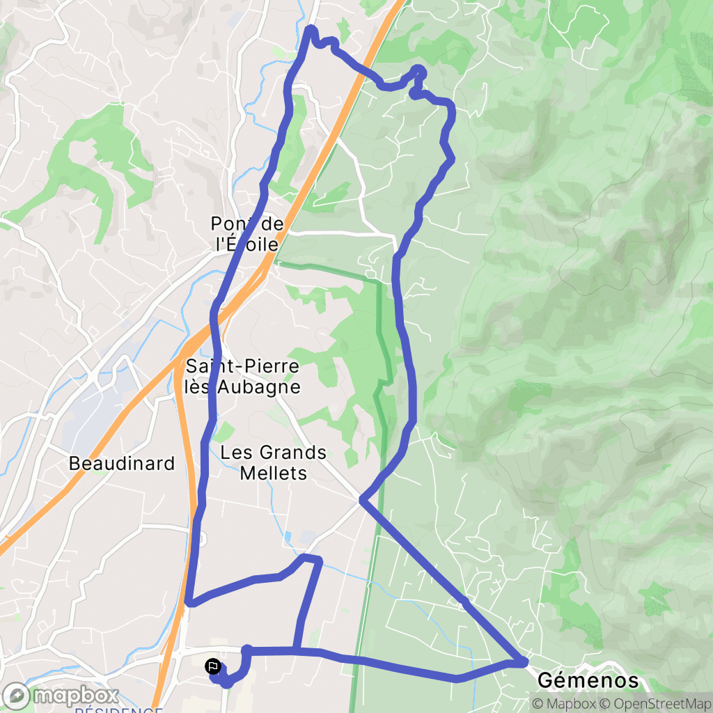 Aubagne : carte du parcours de randonnée - France