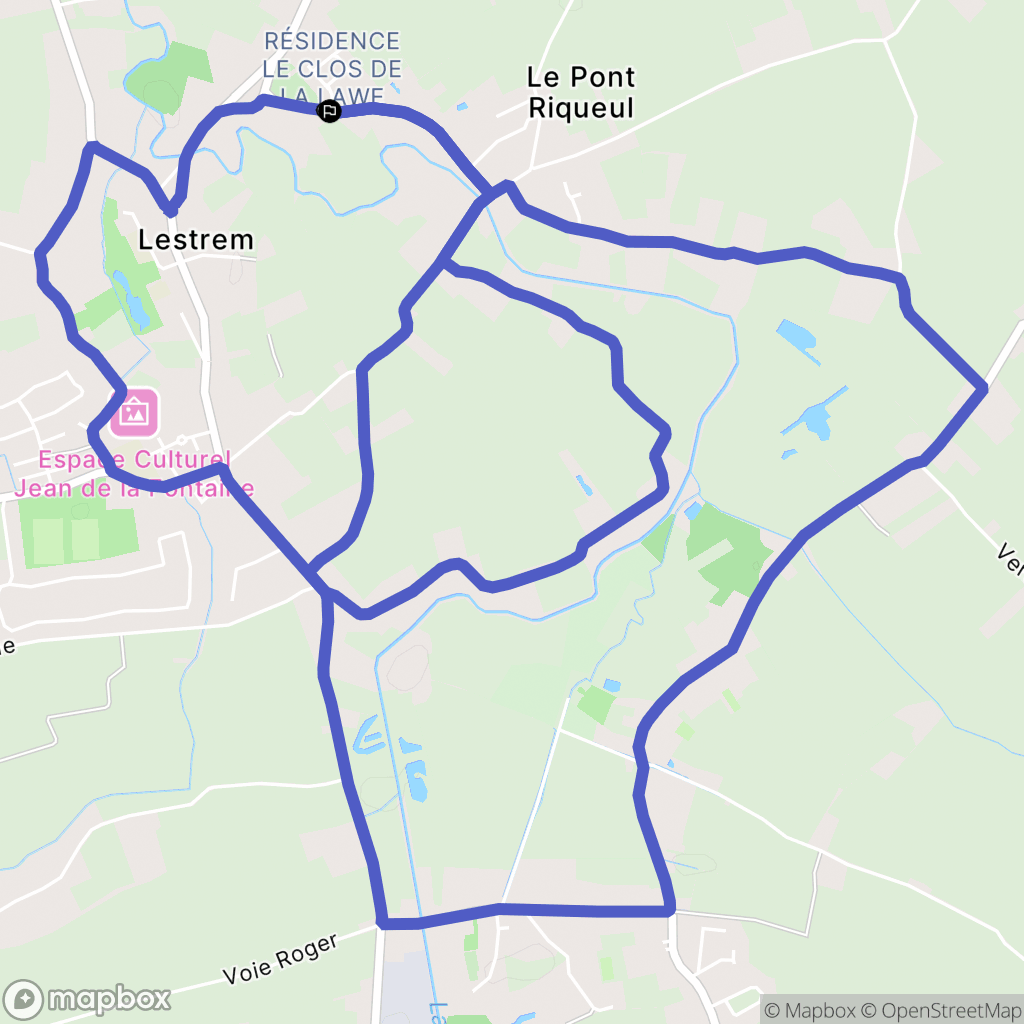 Lestrem : carte du parcours de randonnée - France