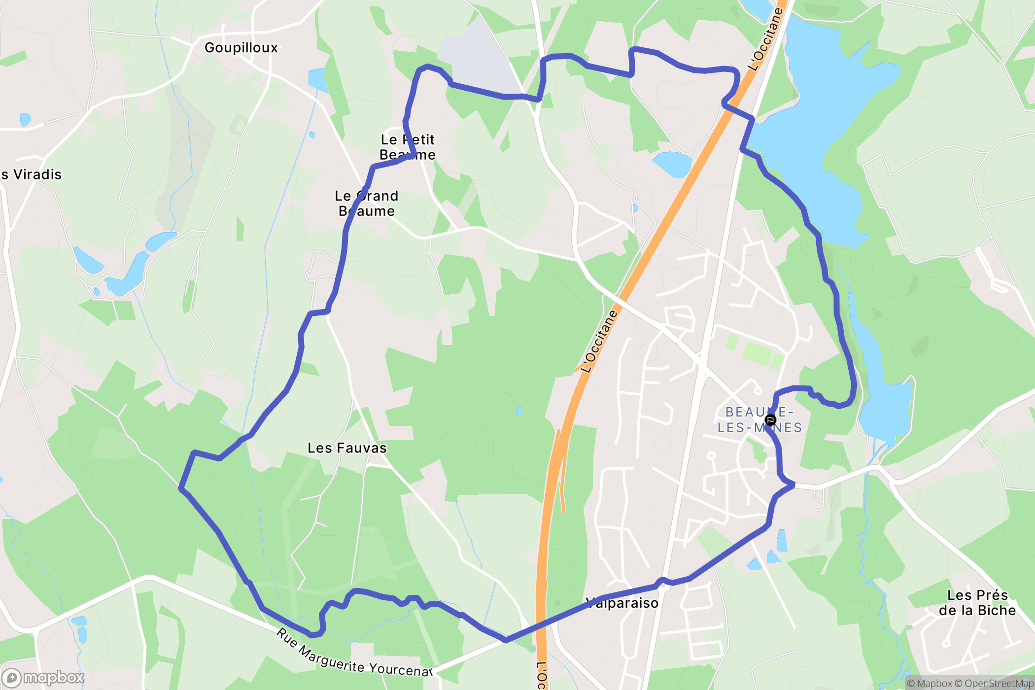 Limoges : carte du parcours de randonnée - France