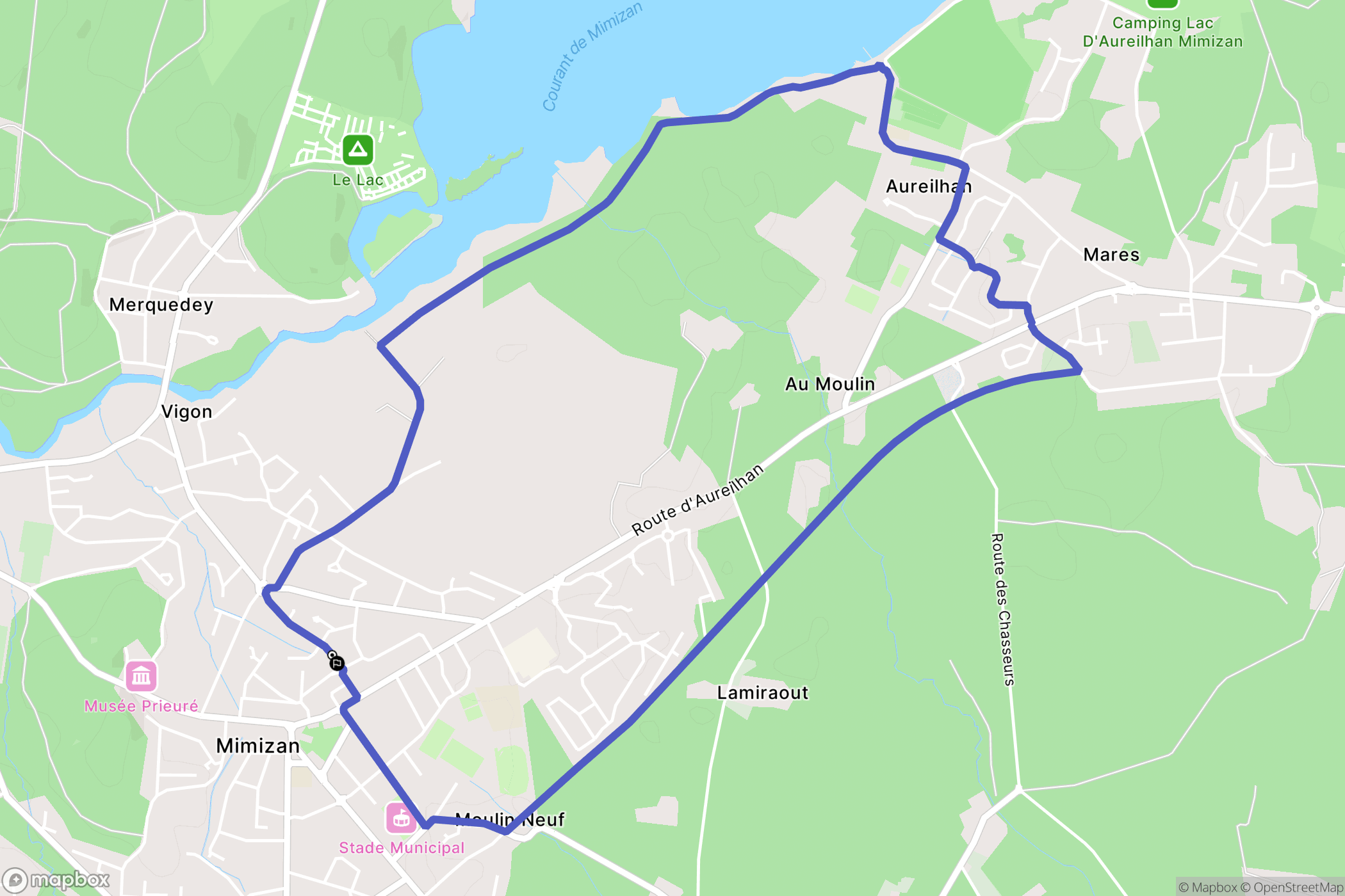 Mimizan : carte du parcours de randonnée - France