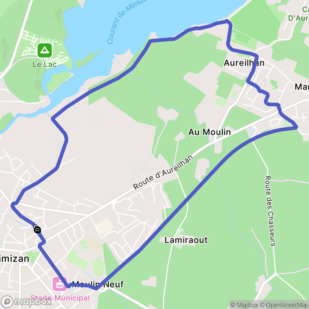 Mimizan : carte du parcours de randonnée - France