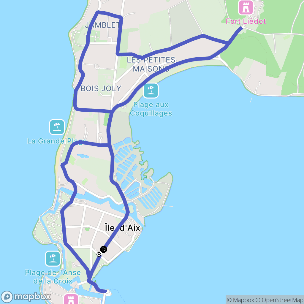 Île-d'Aix : carte du parcours de randonnée - France