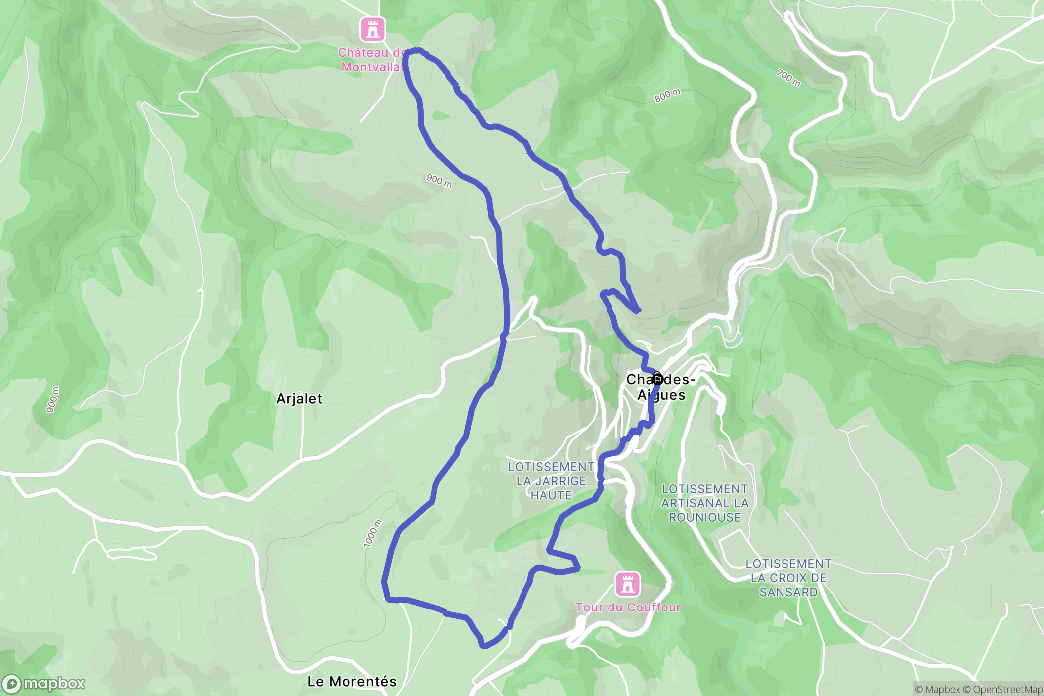 Chaudes-Aigues : carte du parcours de randonnée - France