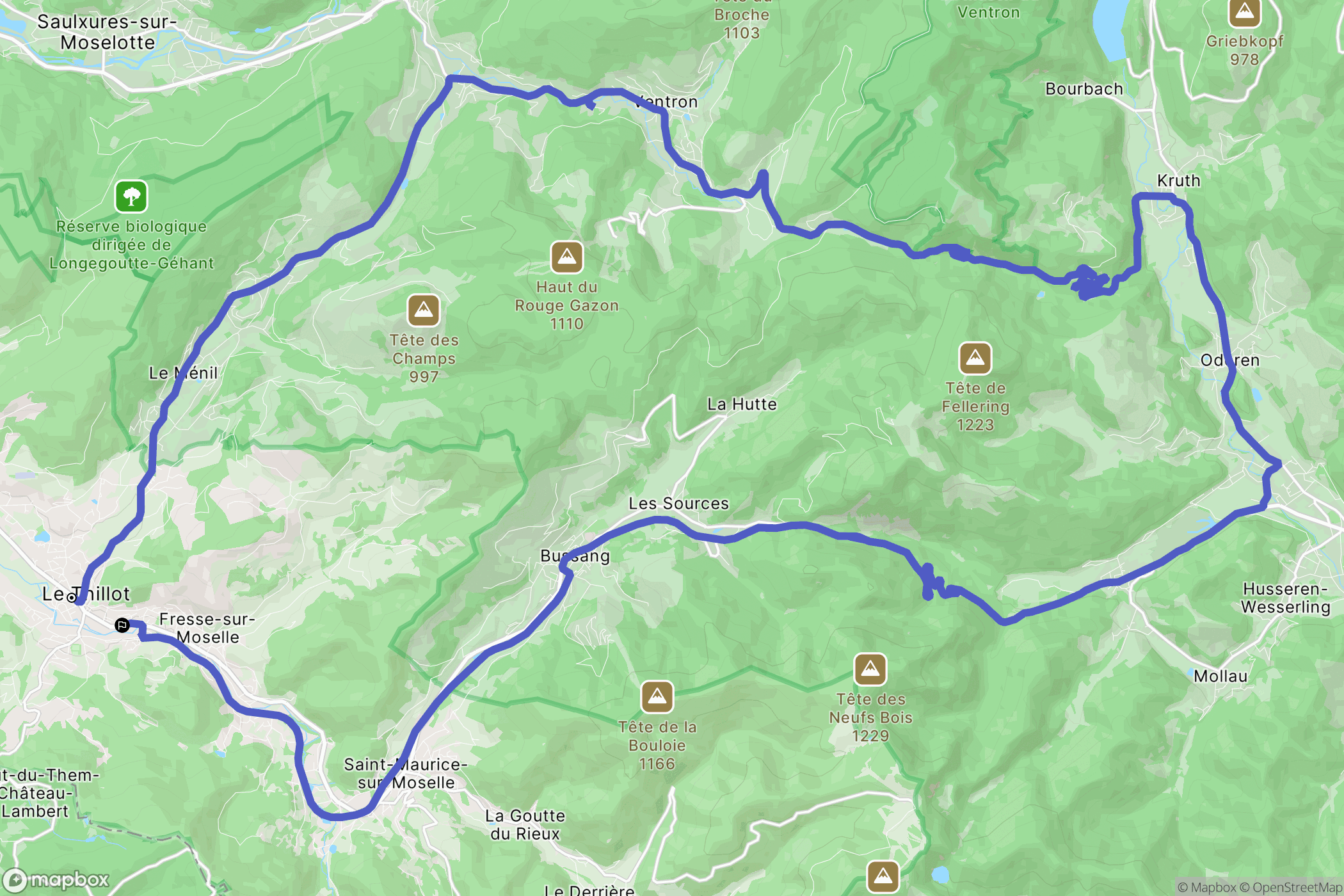 Le Thillot : carte du parcours de randonnée - France