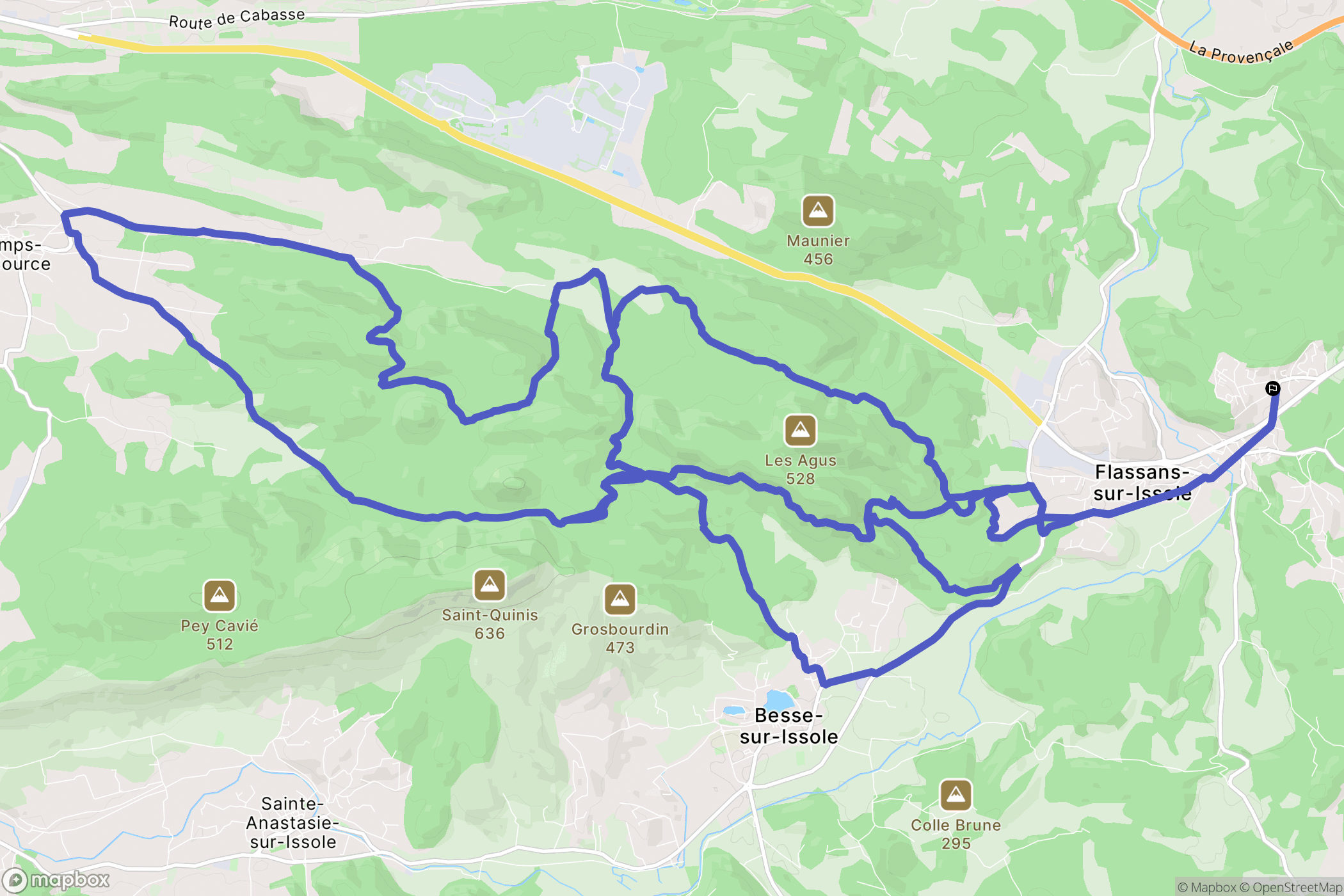 Flassans-sur-Issole : carte du parcours de randonnée - France