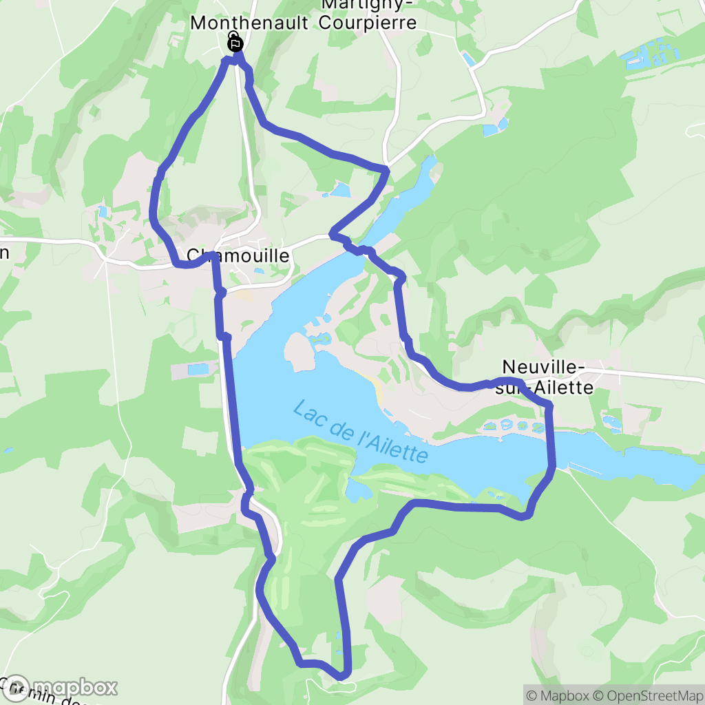 Monthenault : carte du parcours de randonnée - France