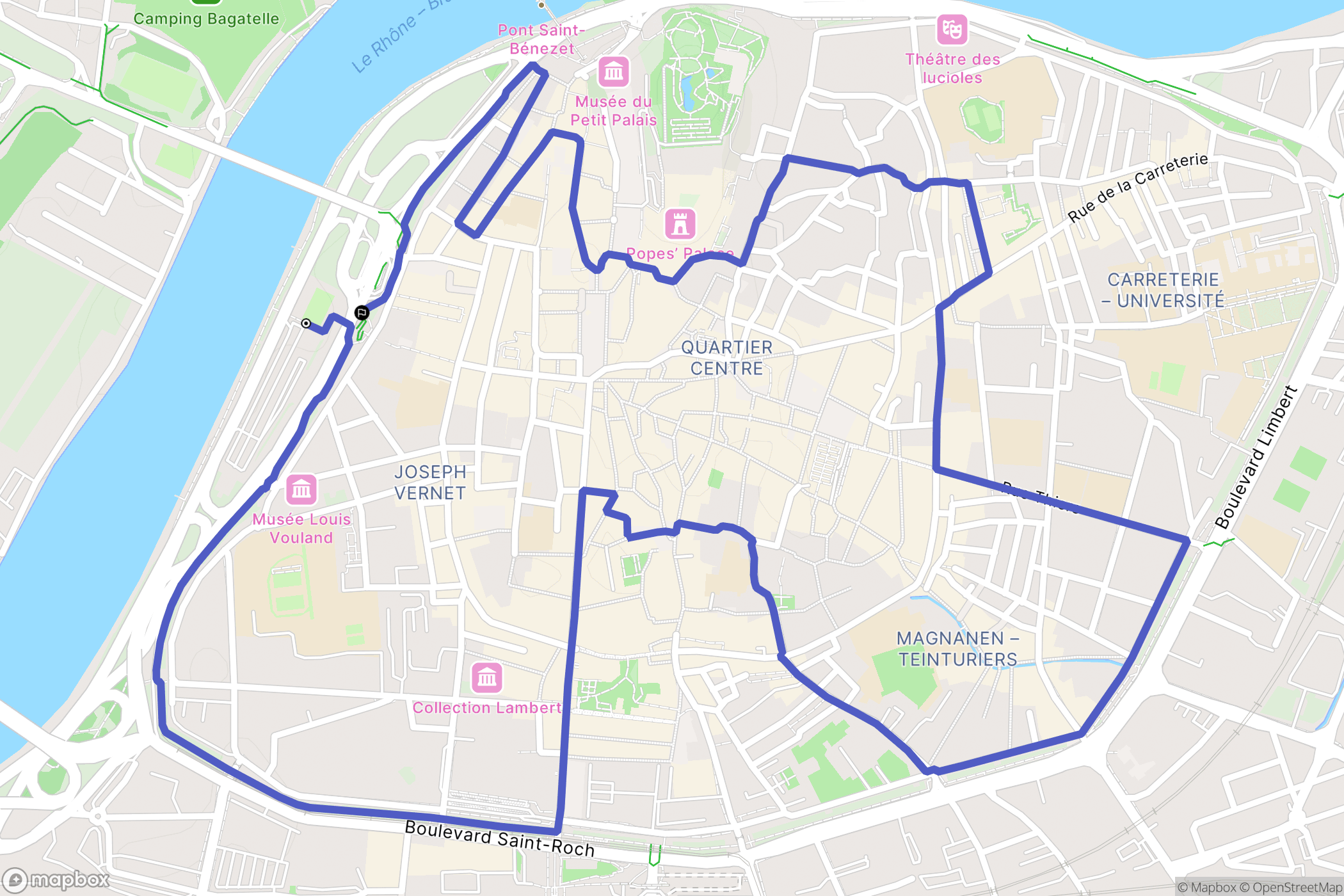 Avignon : carte du parcours de randonnée - France