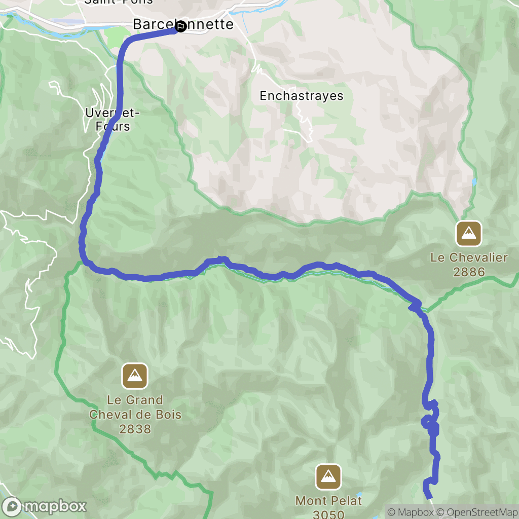 Barcelonnette : carte du parcours de randonnée - France