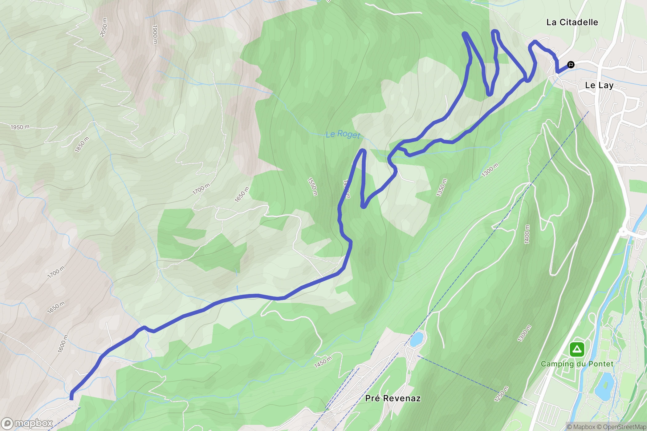 Les Contamines-Montjoie : carte du parcours de randonnée - France
