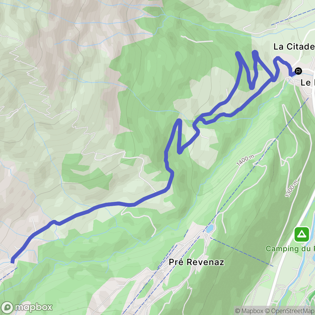 Les Contamines-Montjoie : carte du parcours de randonnée - France