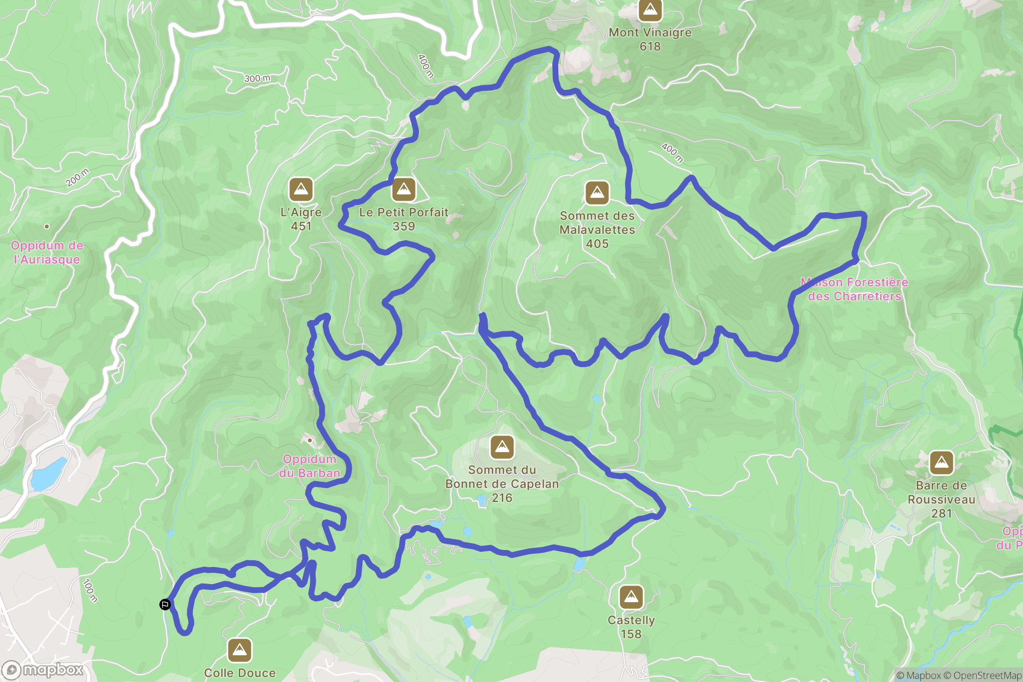 Fréjus : carte du parcours de randonnée - France